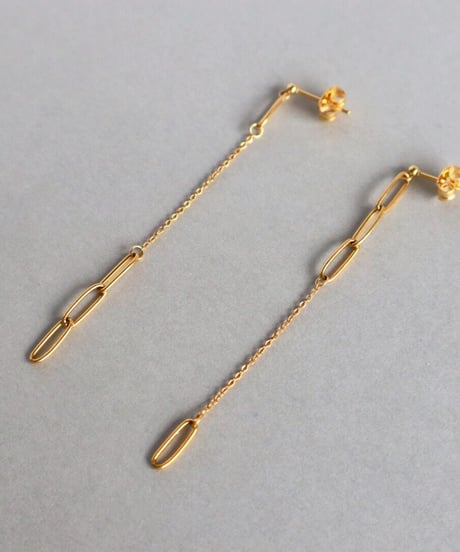 【金アレ対応】スクエアチェーンピアス