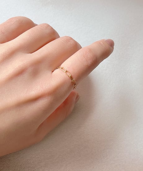 【金アレ対応】スクエアチェーンリング