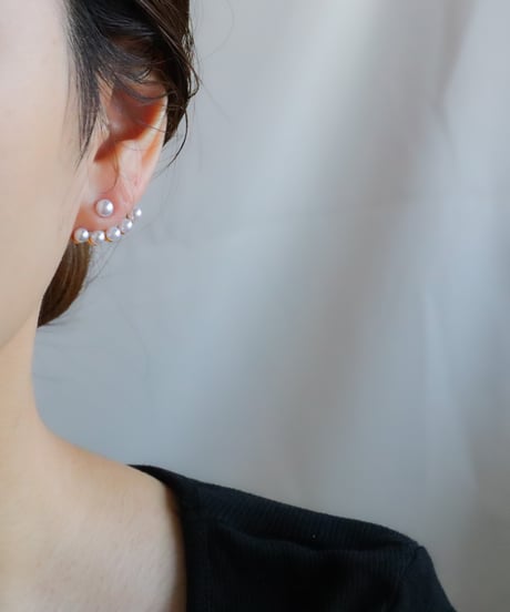 【金アレ対応】ツインパールバックキャッチピアス