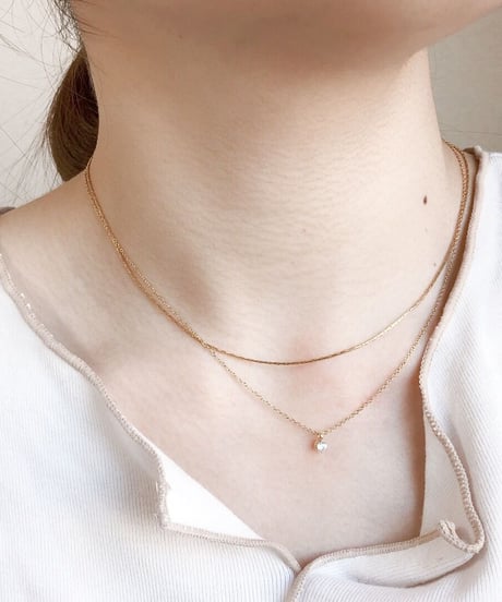 【金アレ対応】Heart & Cupid 一粒ジルコニアネックレス 3mm