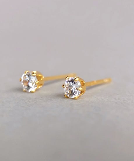 【金アレ対応】Heart & Cupid ジルコニアプチピアス4mm