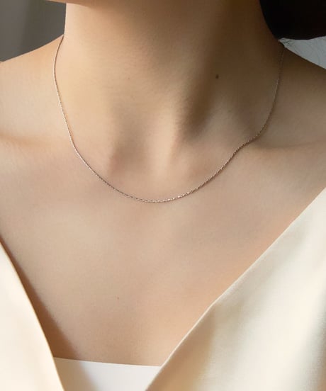 【金アレ対応】スキンチェーンネックレス(スエッジチェーン)シルバーカラー