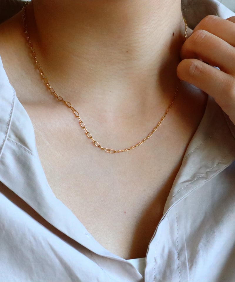 金アレ対応】MIXスクエアチェーンネックレス | mikka