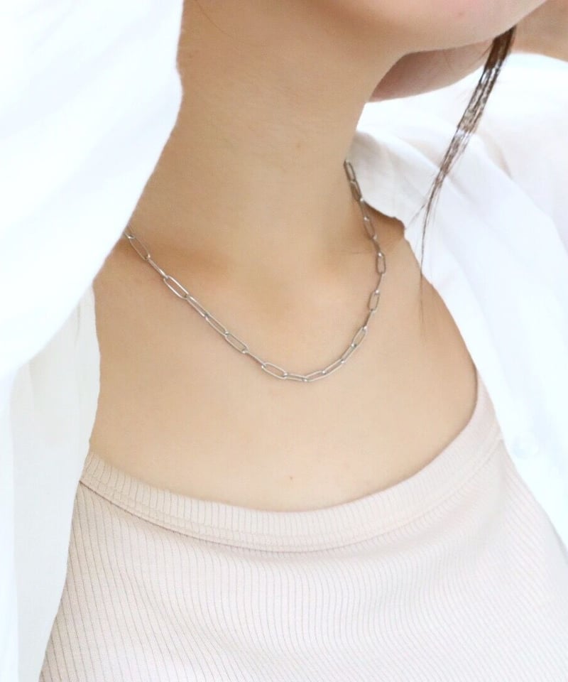 M.U.L. スクエアチェーンネックレスシルバー　新品未使用 金アレ対応】スクエアデザインチェーンネックレスシルバー | mikka