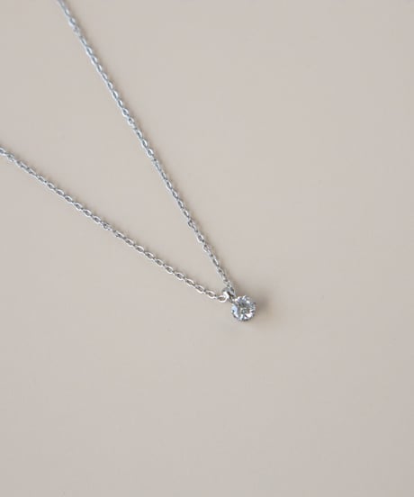 【金アレ対応】Heart & Cupid 一粒ジルコニアネックレス 3mm シルバーカラー