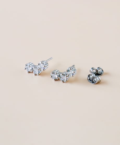【金アレ対応】トリプルスターピアス(シルバーカラー)