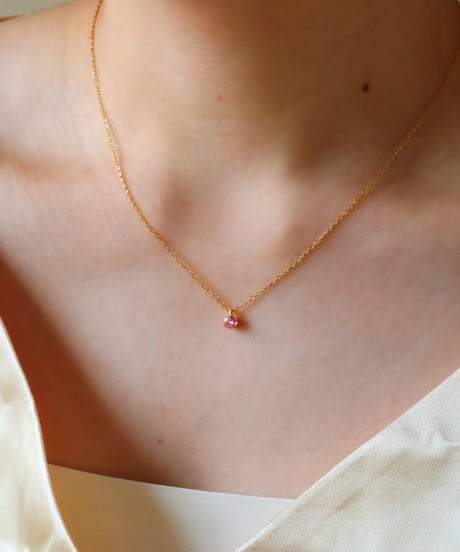 【金アレ対応】桜ピンクジルコニアネックレス 4mm