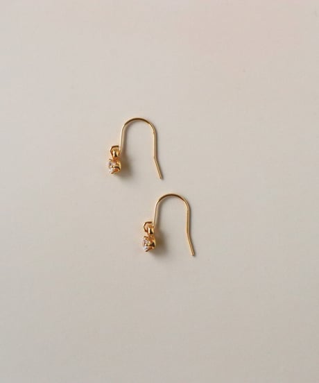 【金アレ対応】Heart & Cupid ジルコニアフックピアス3mm