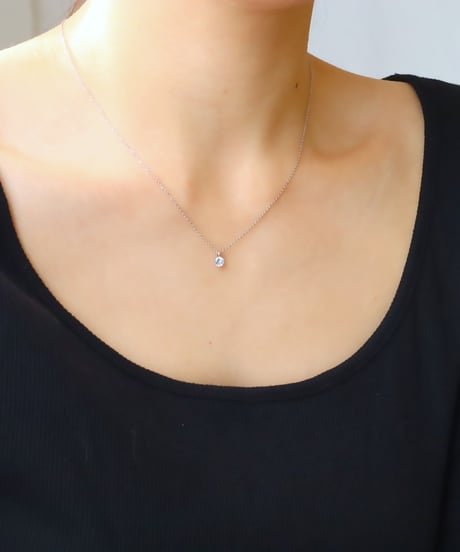 【金アレ対応】Heart & Cupid 一粒ジルコニアネックレス 4mm