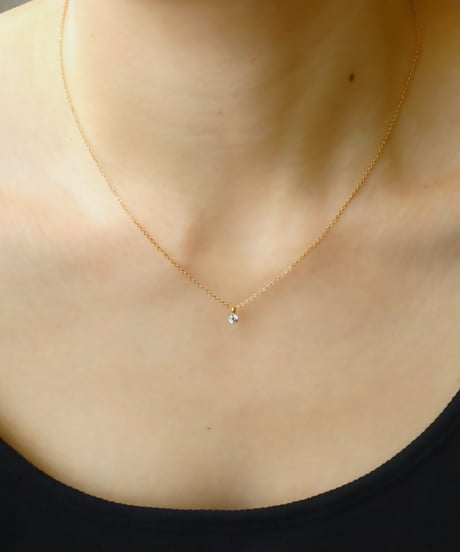 【金アレ対応】Heart & Cupid 一粒ジルコニアネックレス 3mm