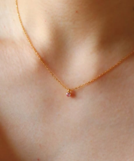 【金アレ対応】桜ピンクジルコニアネックレス 3mm