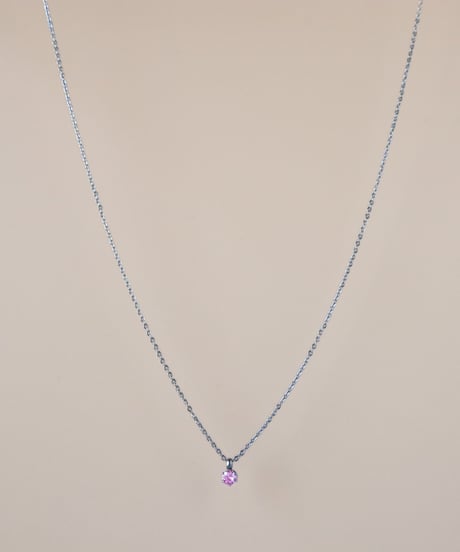 【金アレ対応】桜ピンクジルコニアネックレス 3mm シルバーカラー