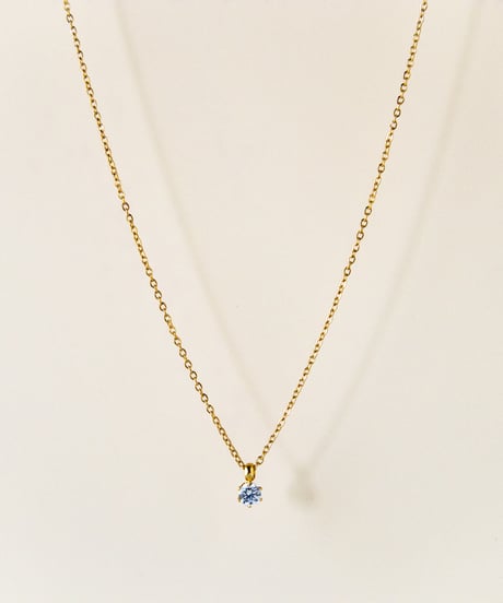 【金アレ対応】Heart & Cupid 一粒ジルコニアネックレス 3mm