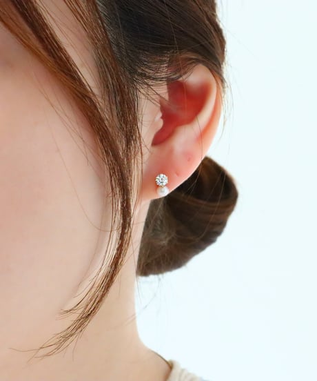 【金アレ対応】Heart & Cupid ジルコニアパールピアス 4mm