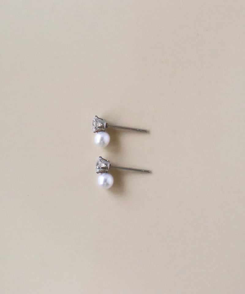 金アレ対応】Heart & Cupid ジルコニアパールピアス 4mm