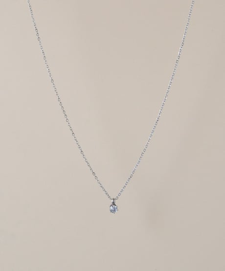 【金アレ対応】Heart & Cupid 一粒ジルコニアネックレス 3mm シルバーカラー