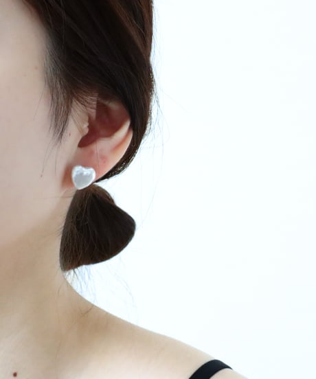 【金アレ対応】ハート淡水パールピアス