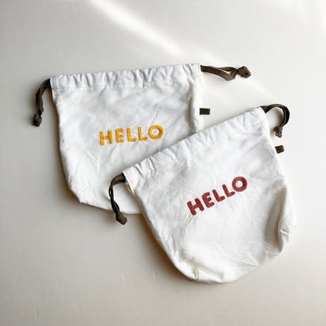 ＜HELLO刺繍＞きんちゃく　小