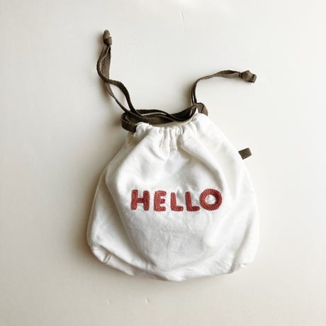 ＜HELLO刺繍＞きんちゃく　小