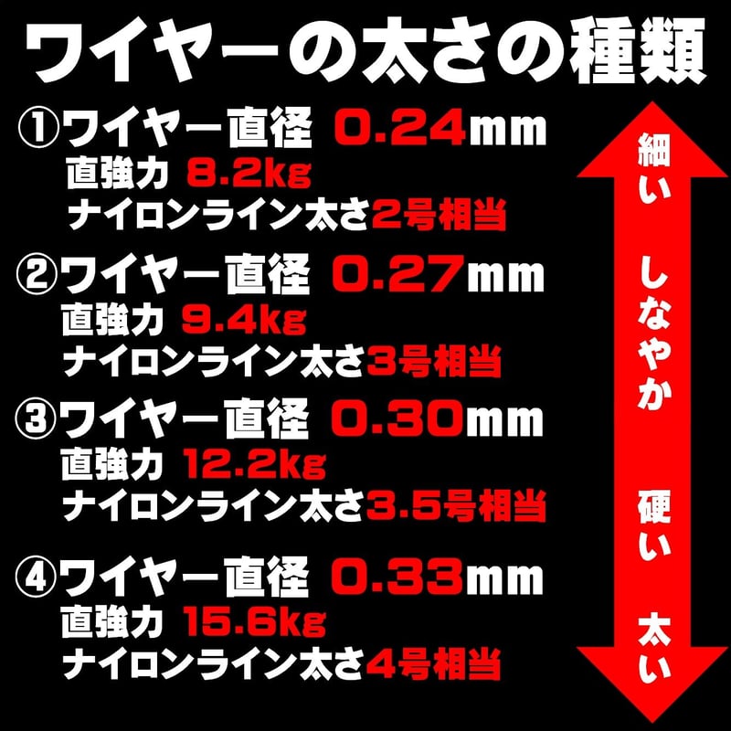 トレブルフック 6号 極細 ステンレスワイヤー 直径0.24mm 長さ 30cm