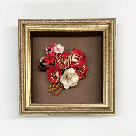 鮮紅　　Flower Art Frame 髪飾り【No.030502】