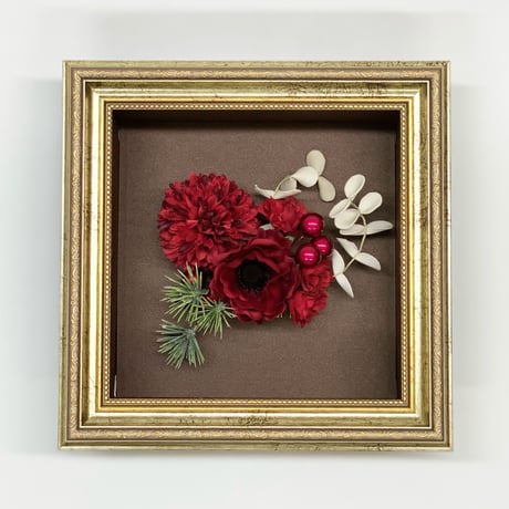 Deep red Pine   　　　Flower Art Frame 髪飾り【No.030905】