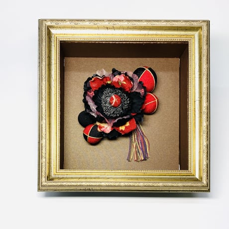 牡丹と手鞠　Flower Art Frame 髪飾り【No.021001】