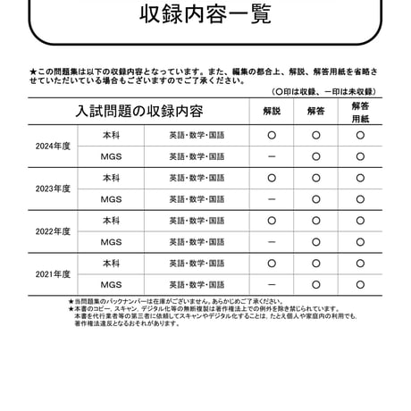 明星高等学校　2025年度用 スーパー過去問　出版：声の教育社