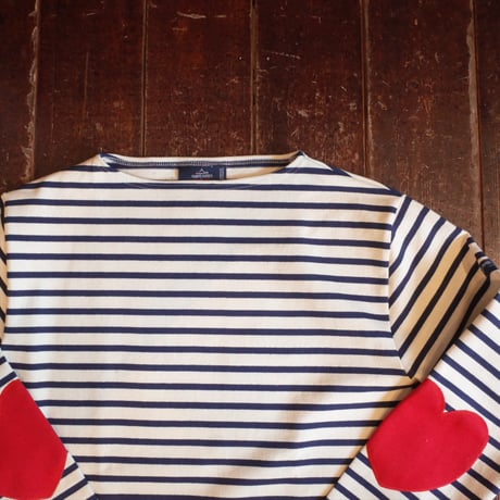 Saint James  OUESSANT  HEART ELBOW PATCH  ECRE/MARINE (TULIPE)