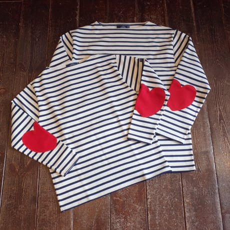 Saint James  OUESSANT  HEART ELBOW PATCH  ECRE/MARINE (TULIPE)