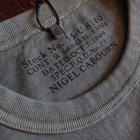 Nigel Cabourn  5.6oz BASIC T-SHIRT "PIGMENT"