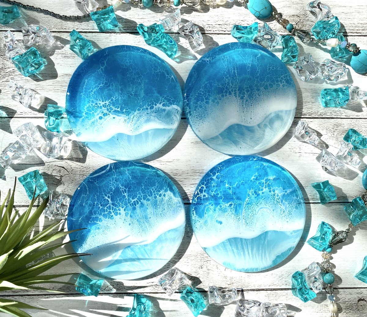 波のクリアコースター(スカイブルー)2枚セット | LUNAMARE resinfactory