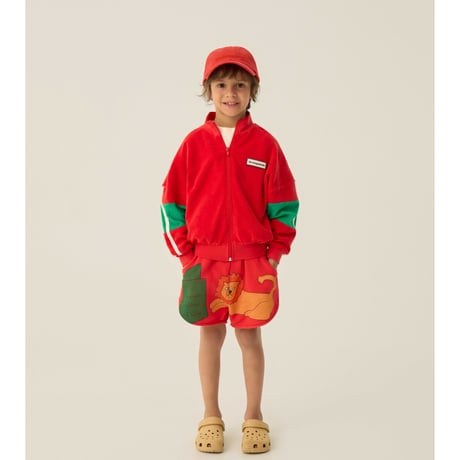 【the campamento】Red Color Block Zipped Sweatshirt