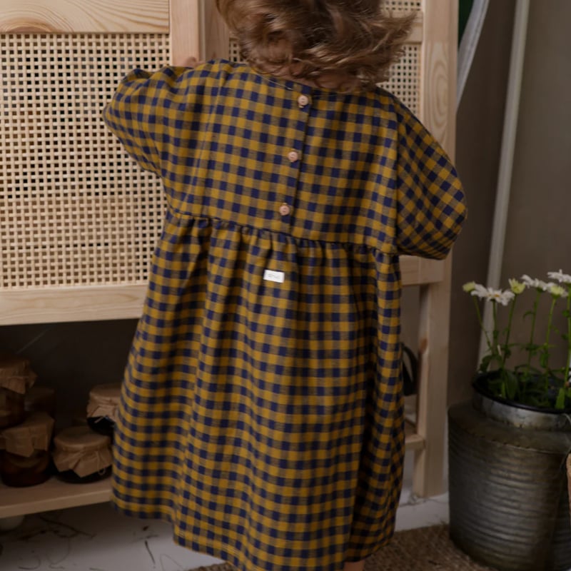 organic zoo】Blueberry Gingham Gather Dress | lana