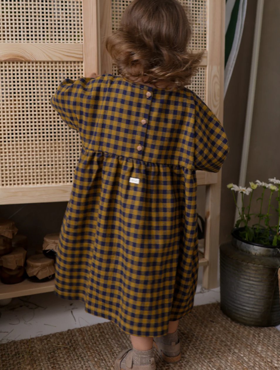 organic zoo】Blueberry Gingham Gather Dress | lana