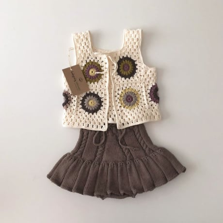 予約【babytoly】Marla Crochet Patchwork Vest /design 1