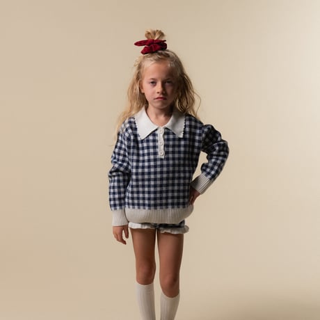 【birinit】Navy gingham Biri sweater