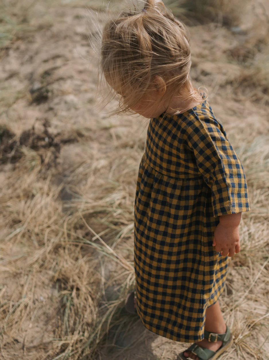 ワンピース organiczooBlueberry Gingham Gather Dress Blueberry Gingham Gather Dress | Organic Zoo