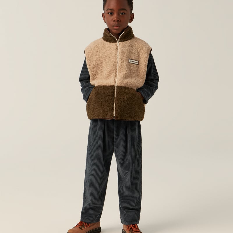 the campamento】GREEN AND ECRU TEDDY VEST | lana