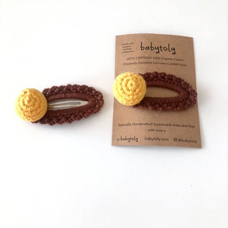 【babytoly 】 crochet mini clips circles/sunflower × chocolate