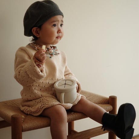 【babytoly】Artemis knit dress long sleeve / salmon pink