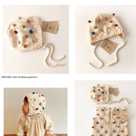 予約【babytoly】rainbow blossom popcorn bonnet
