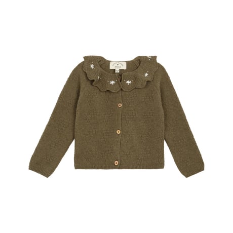 【birinit】Green knit embroidered cardigan baby