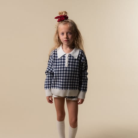 【birinit】Navy gingham Biri sweater