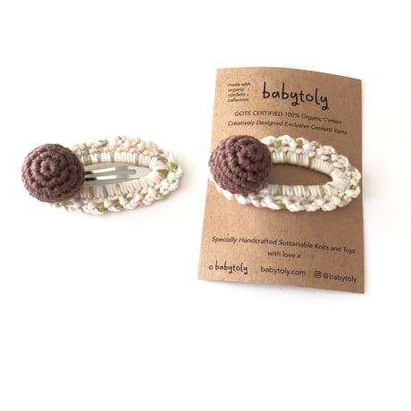 【babytoly 】 crochet mini clips circles/walnut × thyme