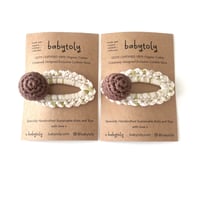 【babytoly 】 crochet mini clips circles/walnut × thyme