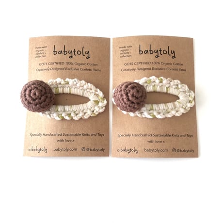 【babytoly 】 crochet mini clips circles/walnut × thyme