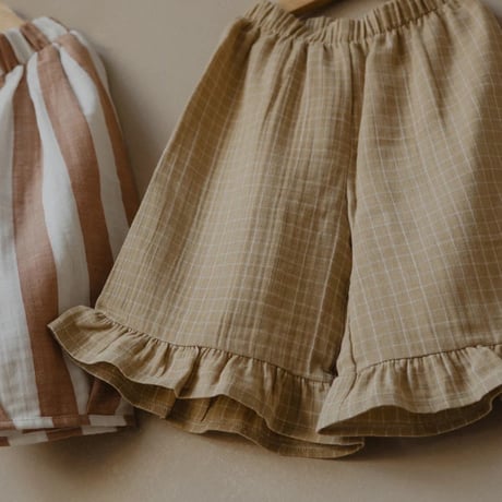 【organic zoo】Grid Check Wheat Frill Culottes