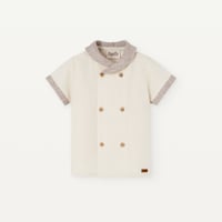 【Popelin】Sand linen shirt with sailor collar