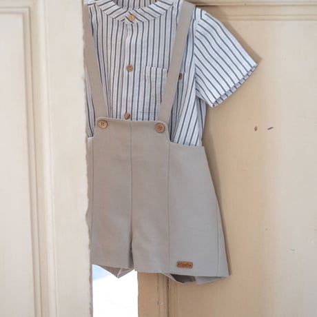 【Popelin】Sand panelled dungarees